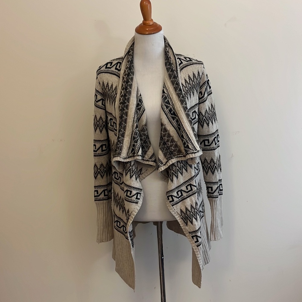Alice + Olivia Gray Black Wool Cashmere Blend Drape Front Cardigan Small Petite